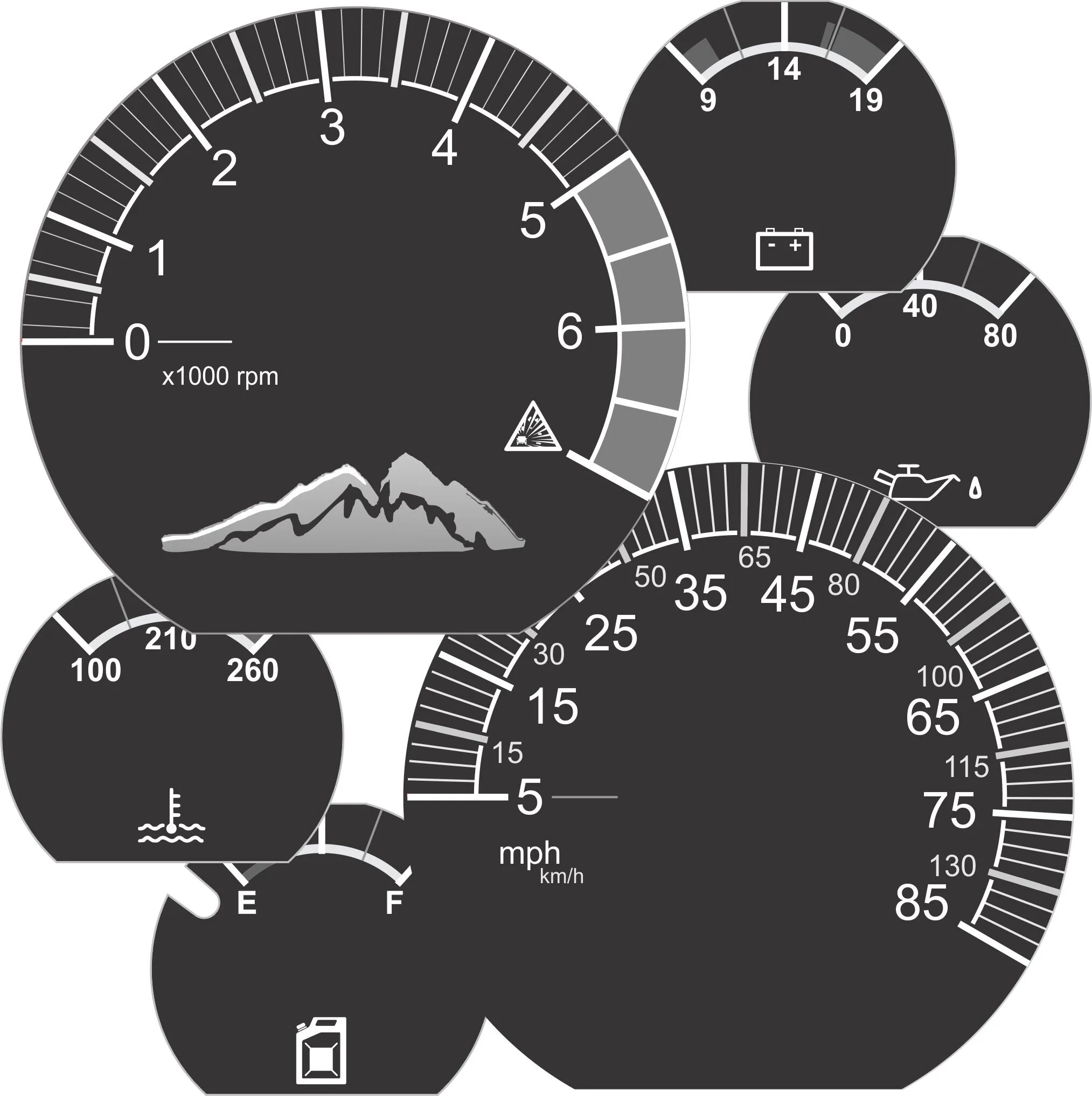 Retro White & Black -- Gauge Face Kit for Cherokee XJ [Pre 97
